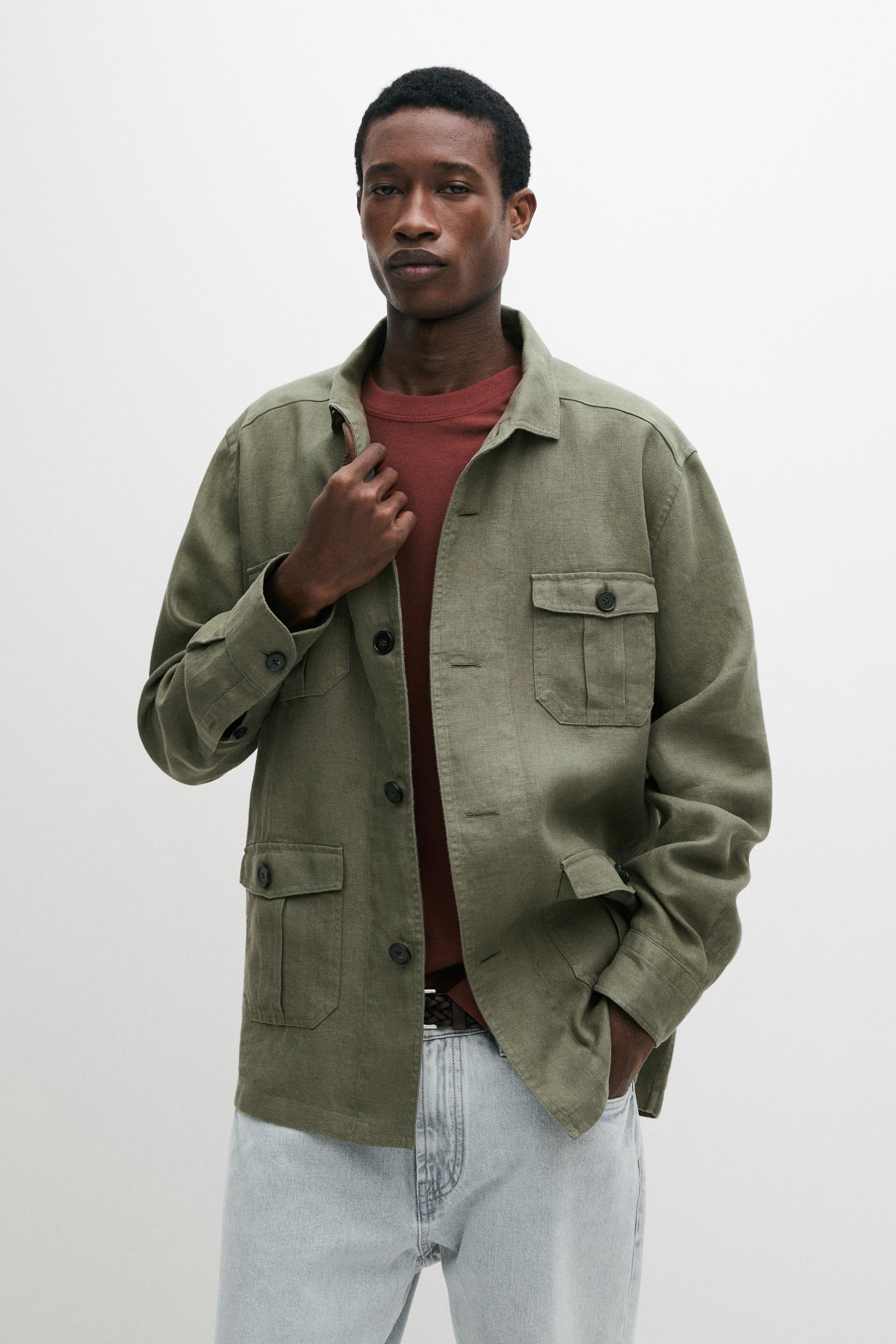 Heavy linen overshirt with pocket details